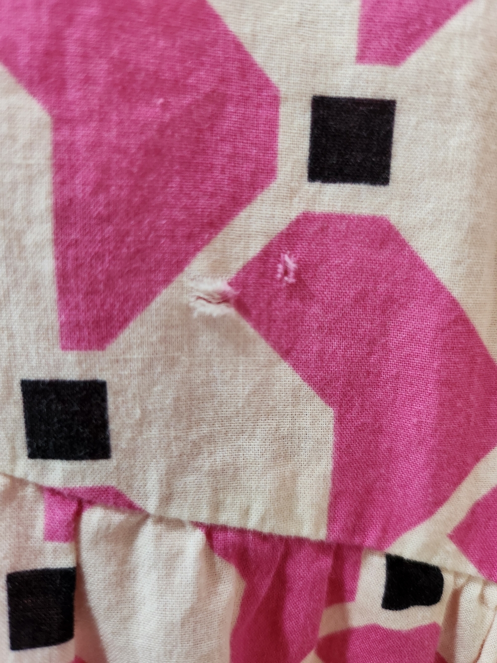 ZARA Geometric Pink & White Tiered Tunic Mini Dress Size L - Picture 4 of 13